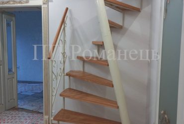 Гвинтові сходи з нахиленою віссю та дубовими сходинками (сходи 1м2, лестница 1м2)